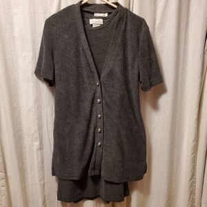 Vintage Pride & Joy 2 Piece Matching Sleeveless Dress With Button Up Gray